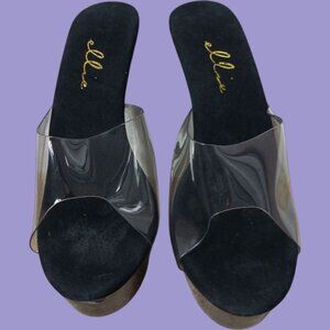 Ellie  Platform Vanity 6 Heels Black/Clear Size 11